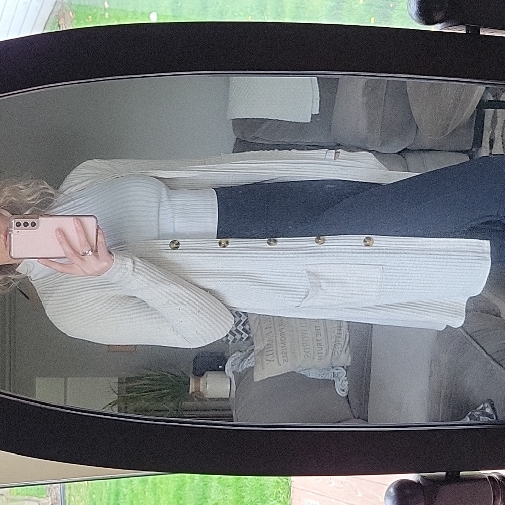 Stitch Fix Waffle Knit Cream Cardigan